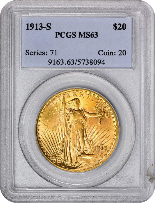 1913-S $20 MS63 PCGS