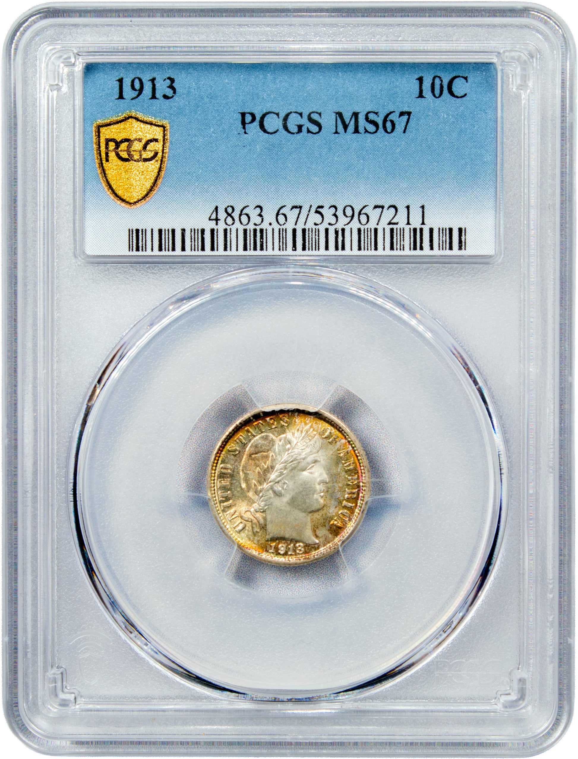 1913 10C MS67 PCGS HOLDER