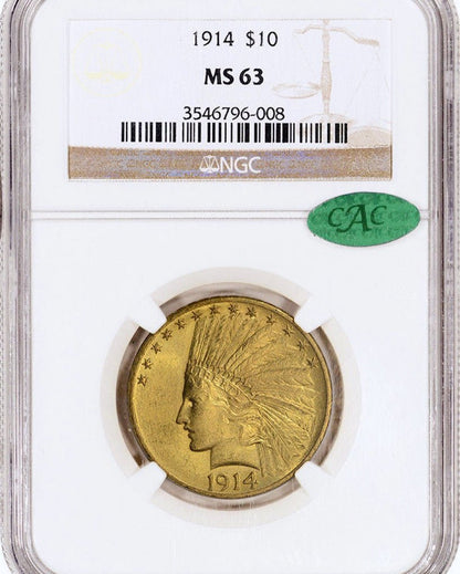 1914 $10 MS63 NGC CAC - Paradime Coins | PCGS NGC CACG CAC Rare US Numismatic Coins For Sale