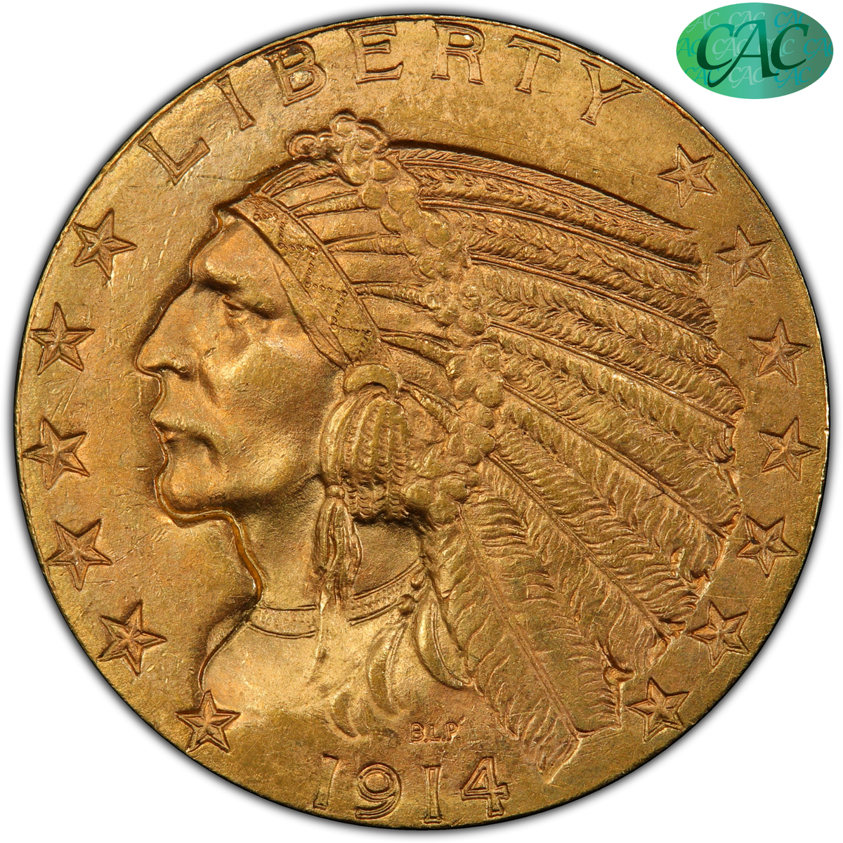 1914-D Indian Head Half Eagle $5 MS64+ PCGS CAC