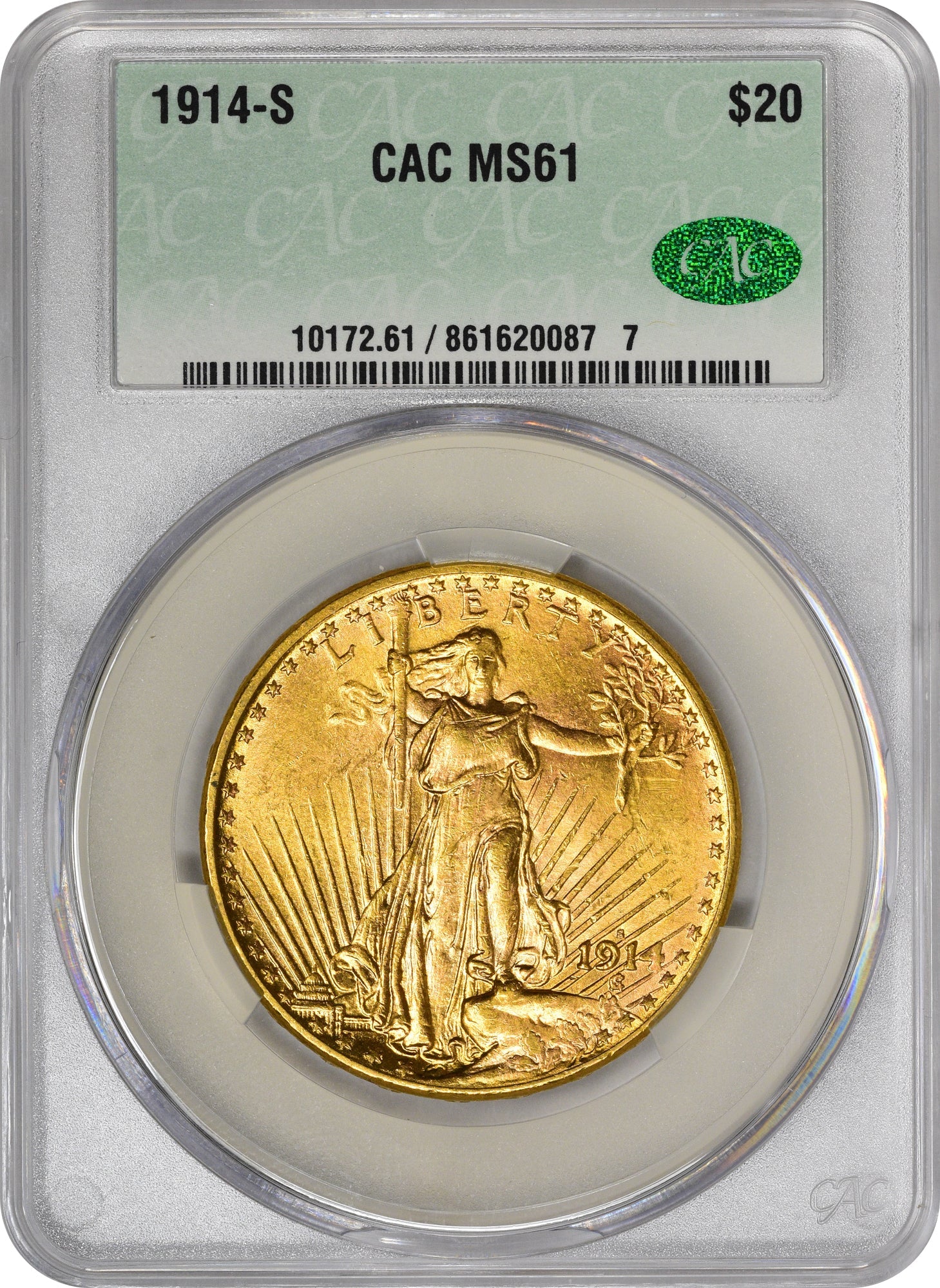 1914-S $20 MS61 CACG HOLDER
