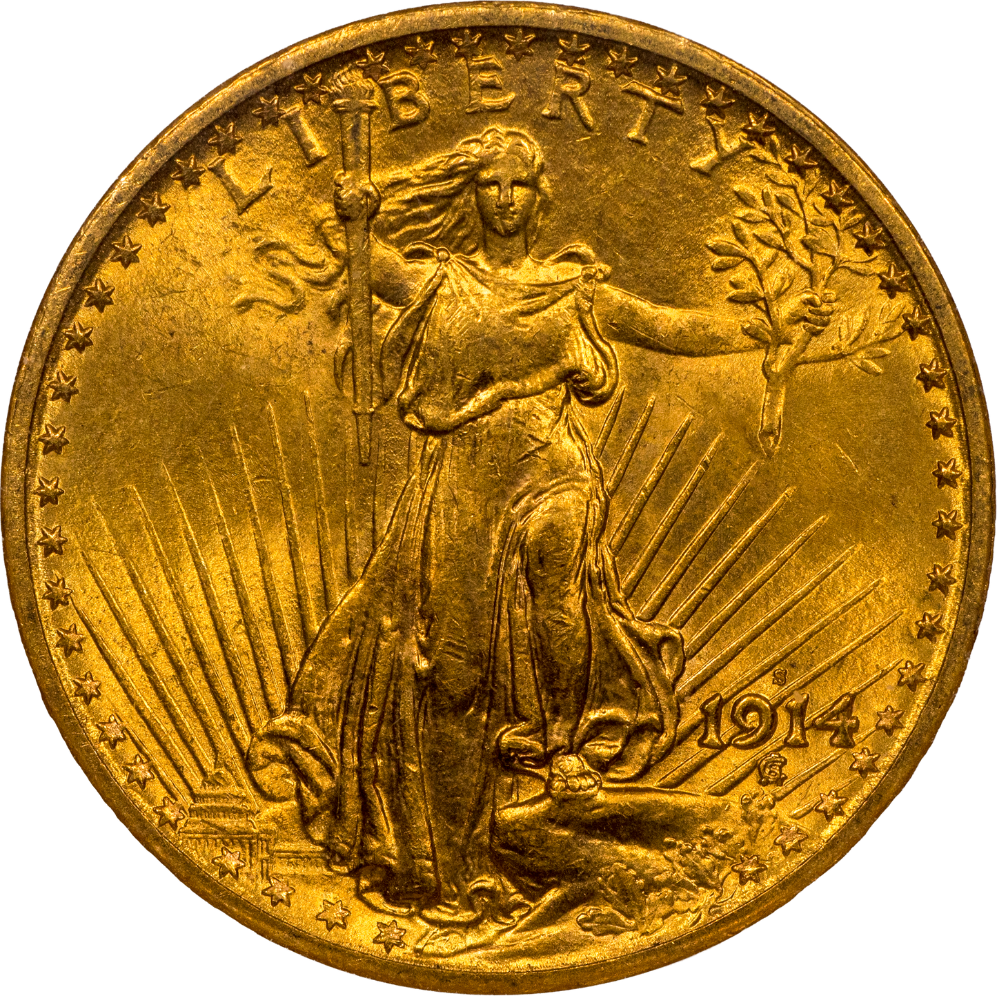 1914-S $20 MS63 OH NGC GOLD CAC – Paradime Coins