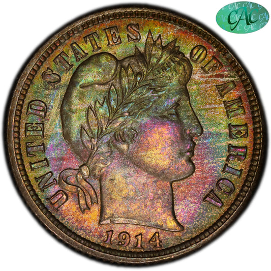 1914 10C MS67 PCGS CAC EX BLAY 10C