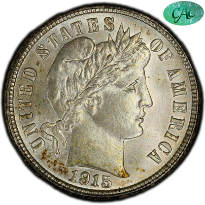 1915-S 10C MS67 PCGS CAC EX DUCKOR-SIMPSON 10C