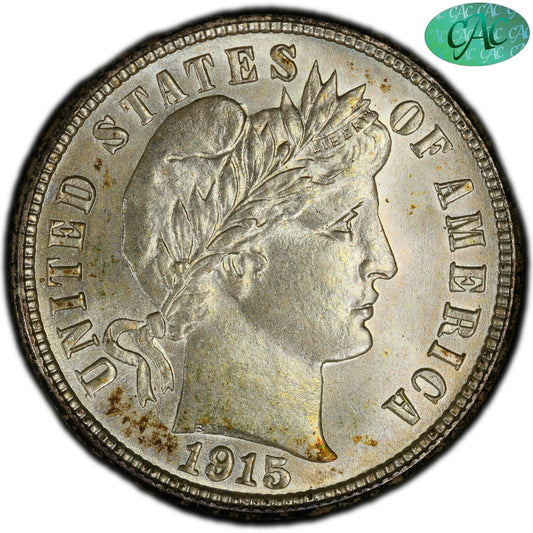 1915-S 10C MS67 PCGS CAC EX DUCKOR-SIMPSON 10C