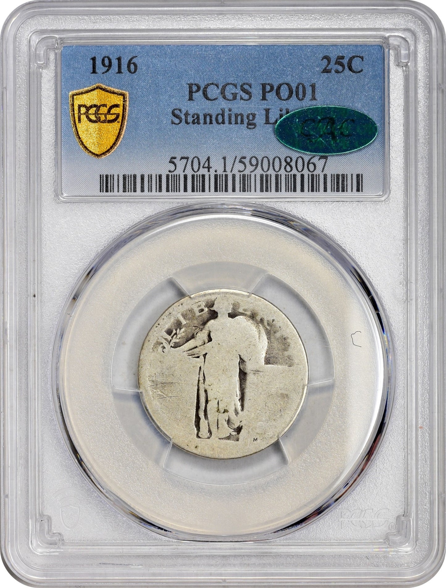1916 25C STANDING LIBERTY P01 PCGS CAC HOLDER
