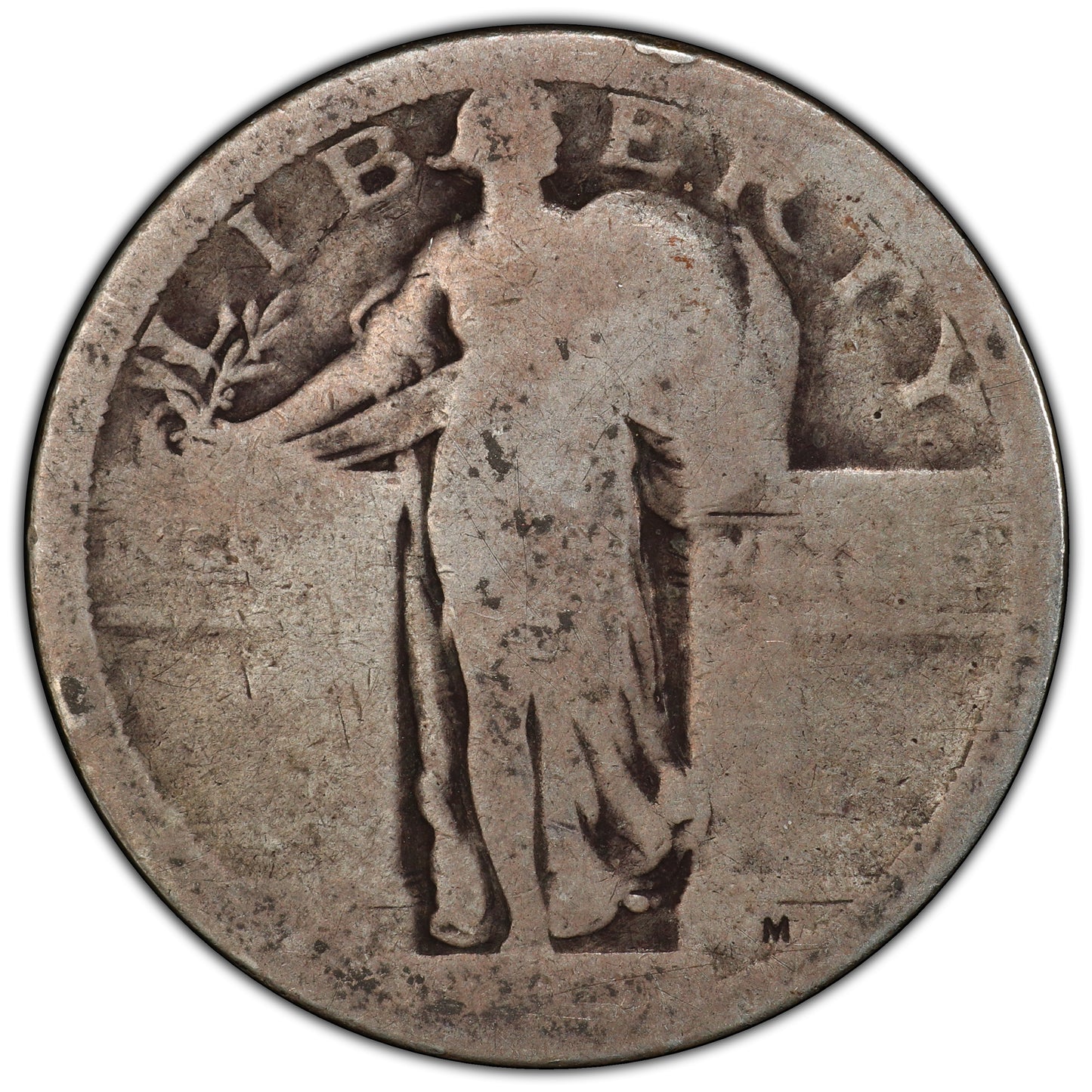 1916 25C STANDING LIBERTY PO1 PCGS CAC