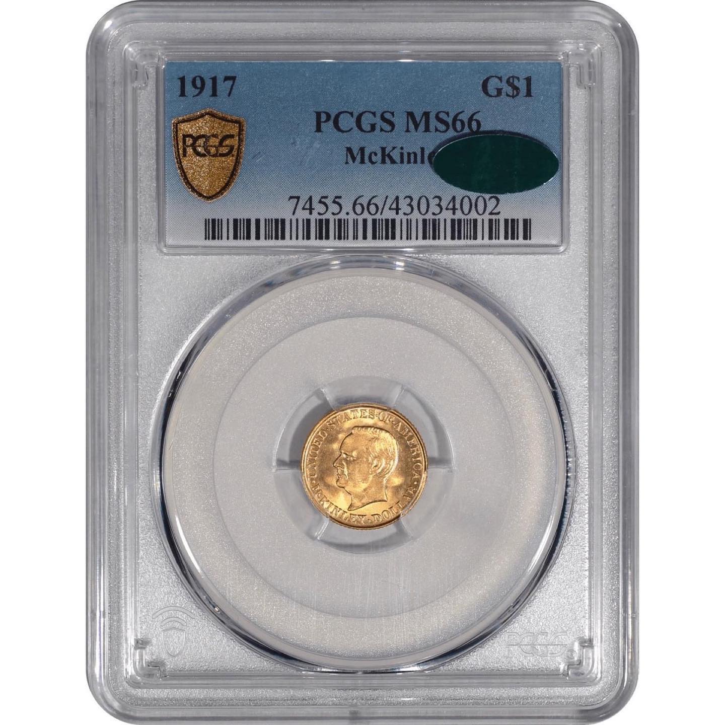 1917 G$1 McKinley MS66 PCGS CAC - Paradime Coins | PCGS NGC CACG CAC Rare US Numismatic Coins For Sale