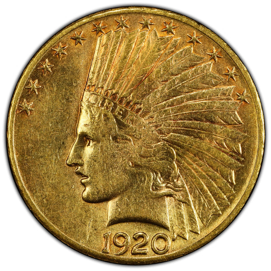 1920-S $10 AU55 PCGS CAC