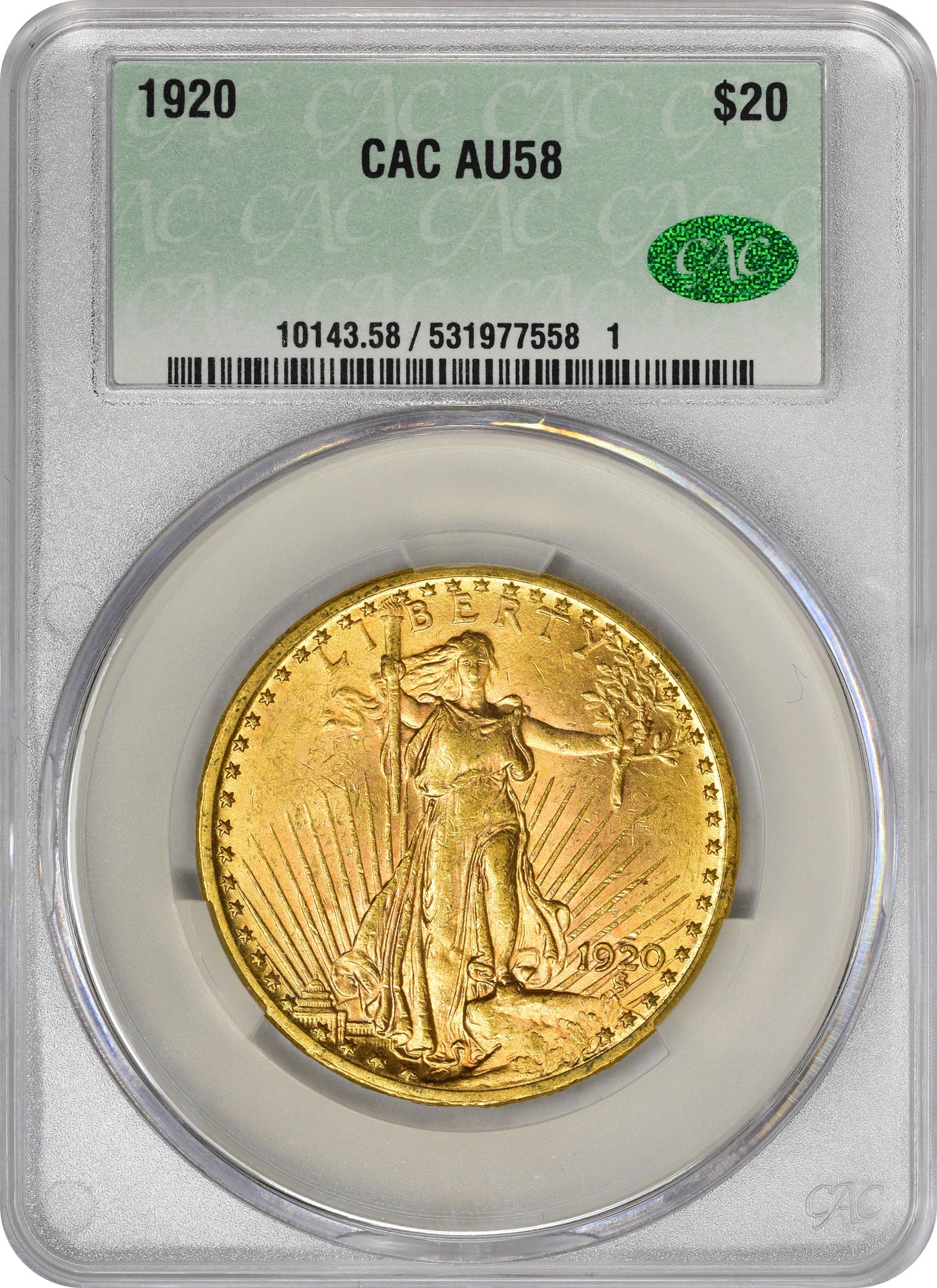 1920 $20 AU58 CACG OLDER