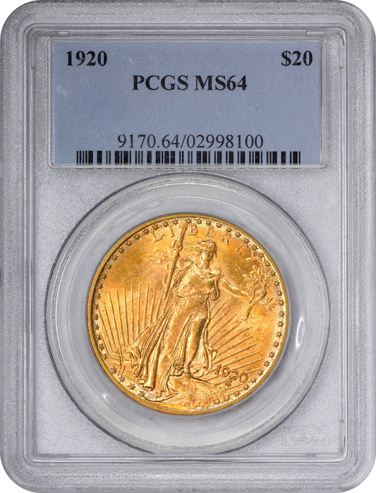 1920 $20 MS64 PCGS HOLDER