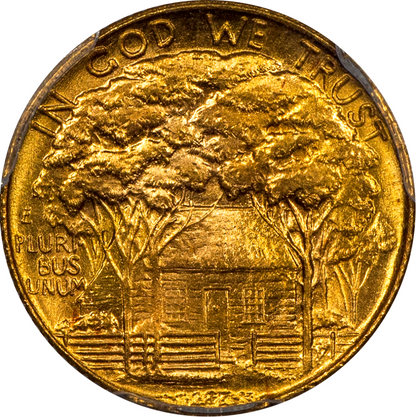 1922 G$1 MEMORIAL GOLD DOLLAR GRANT NO STARS MS67 PCGS CAC REVERSE