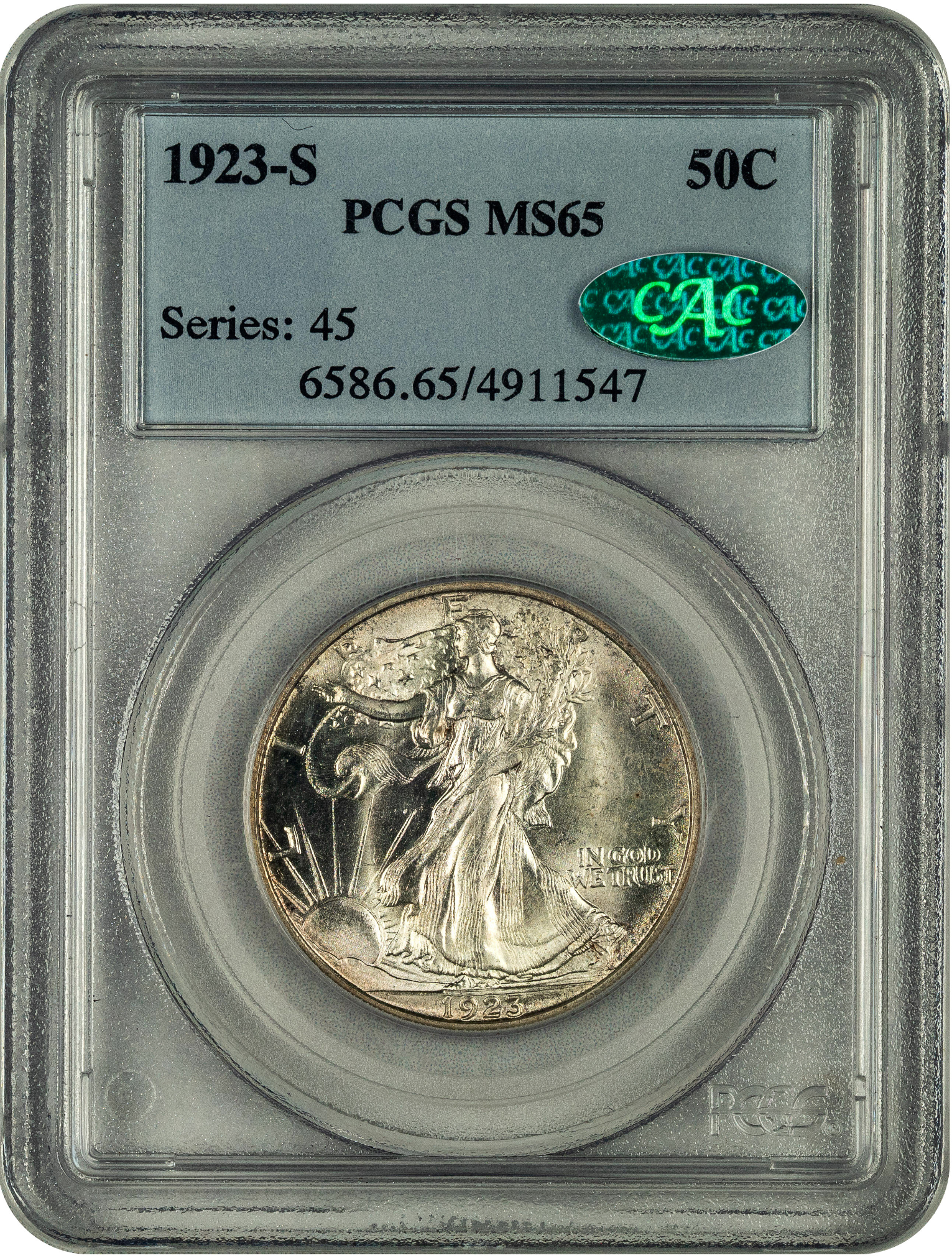 1923-S 50C MS65 PCGS CAC HOLDER WITH GREEN CAC STICKER