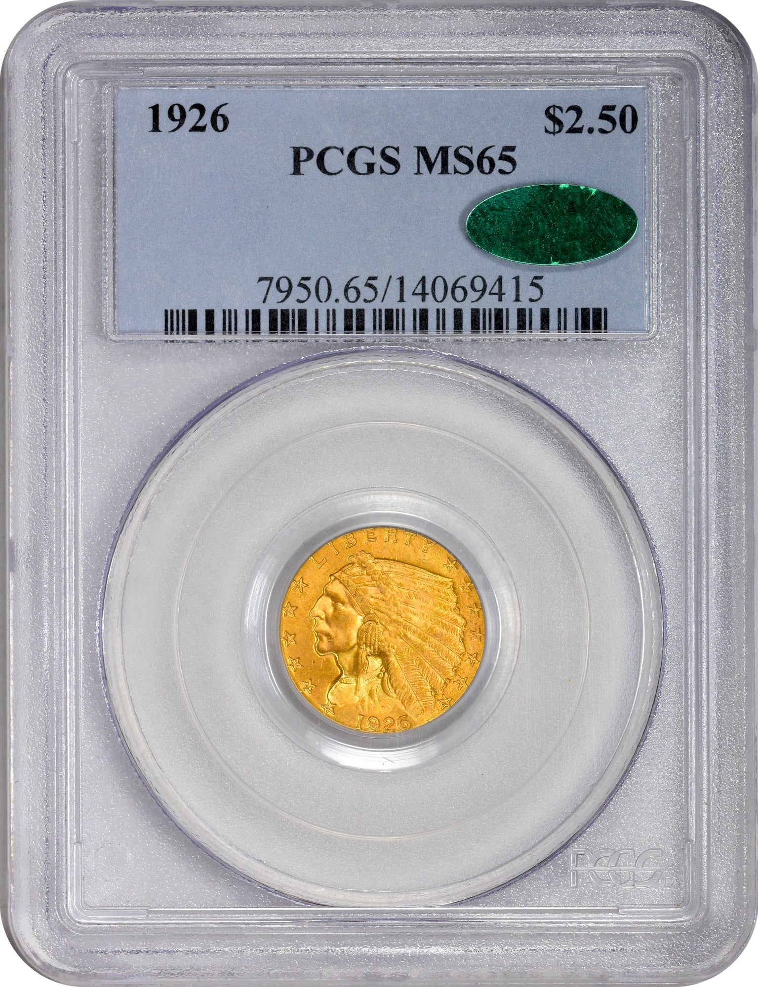 1926 $2.5 Ms65 Pcgs Cac