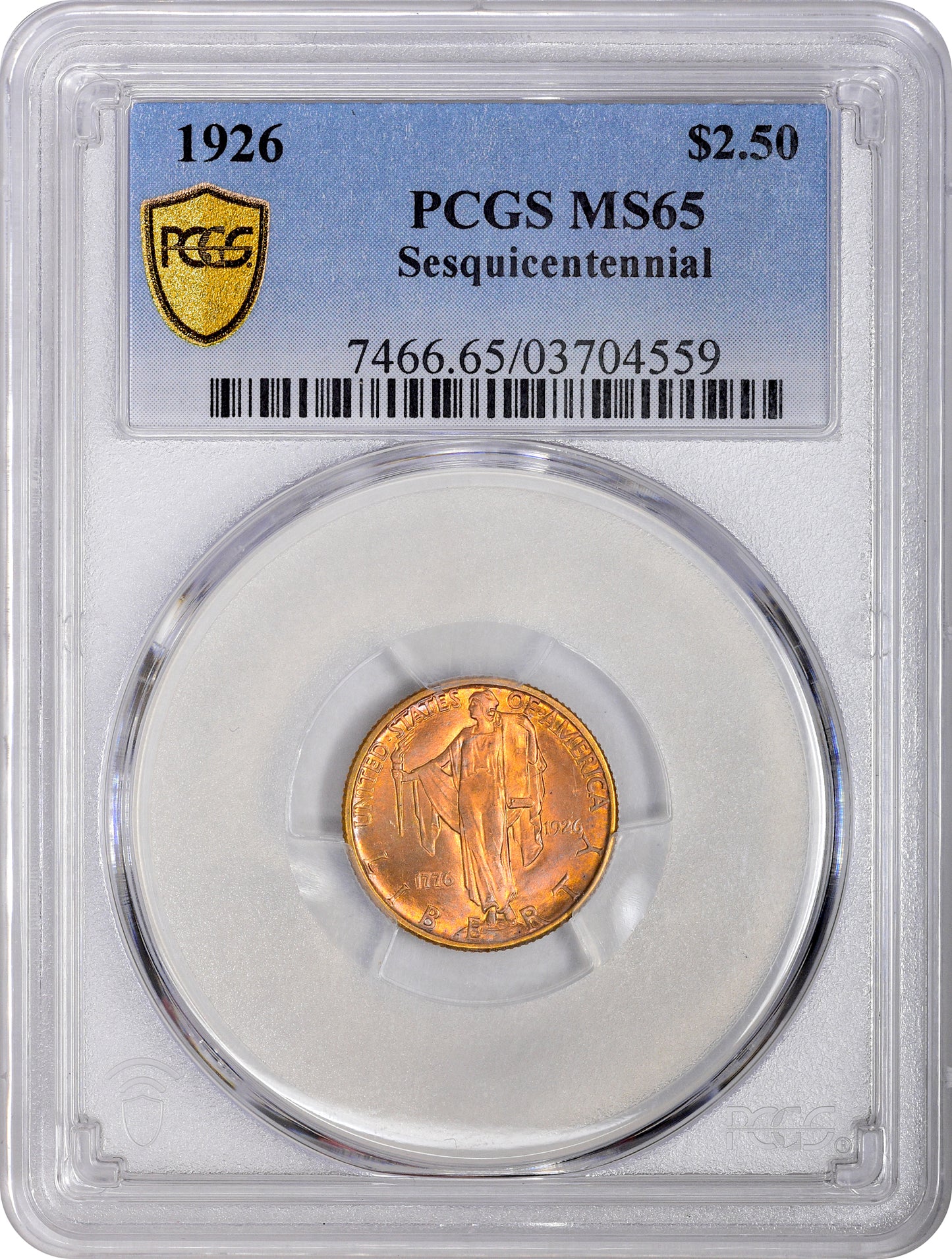 1926 $2.5 SESQUICENTENNIAL MS65 PCGS HOLDER