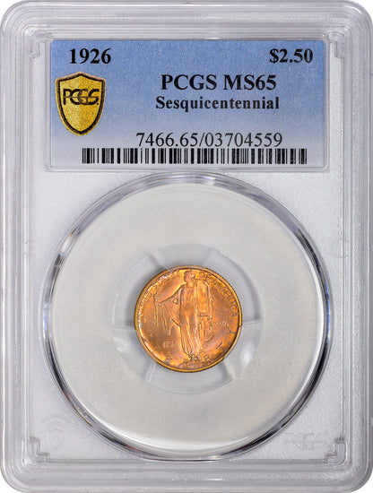 1926 $2.5 SESQUICENTENNIAL MS65 PCGS HOLDER