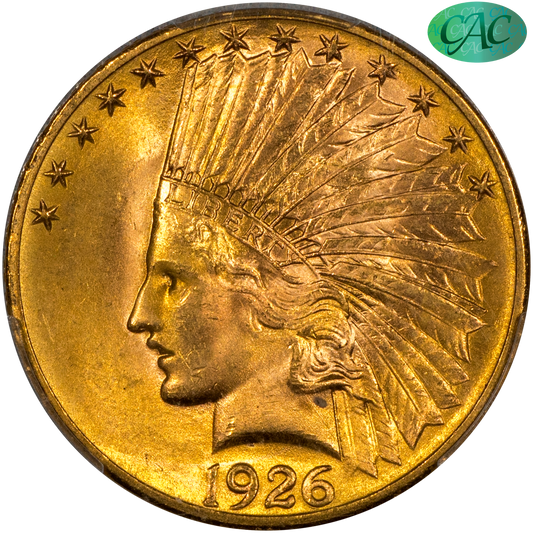 1926 INDIAN HEAD EAGLE $10 MS65 PCGS CAC