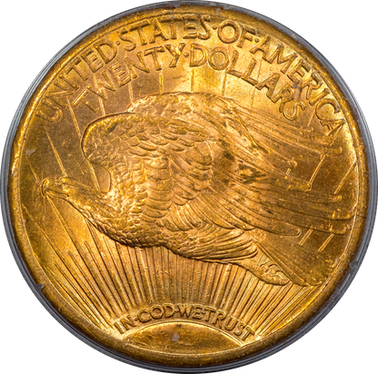 1927 St. Gaudens Double Eagle $20 MS62 OGH RATTLER PCGS CAC REVERSE