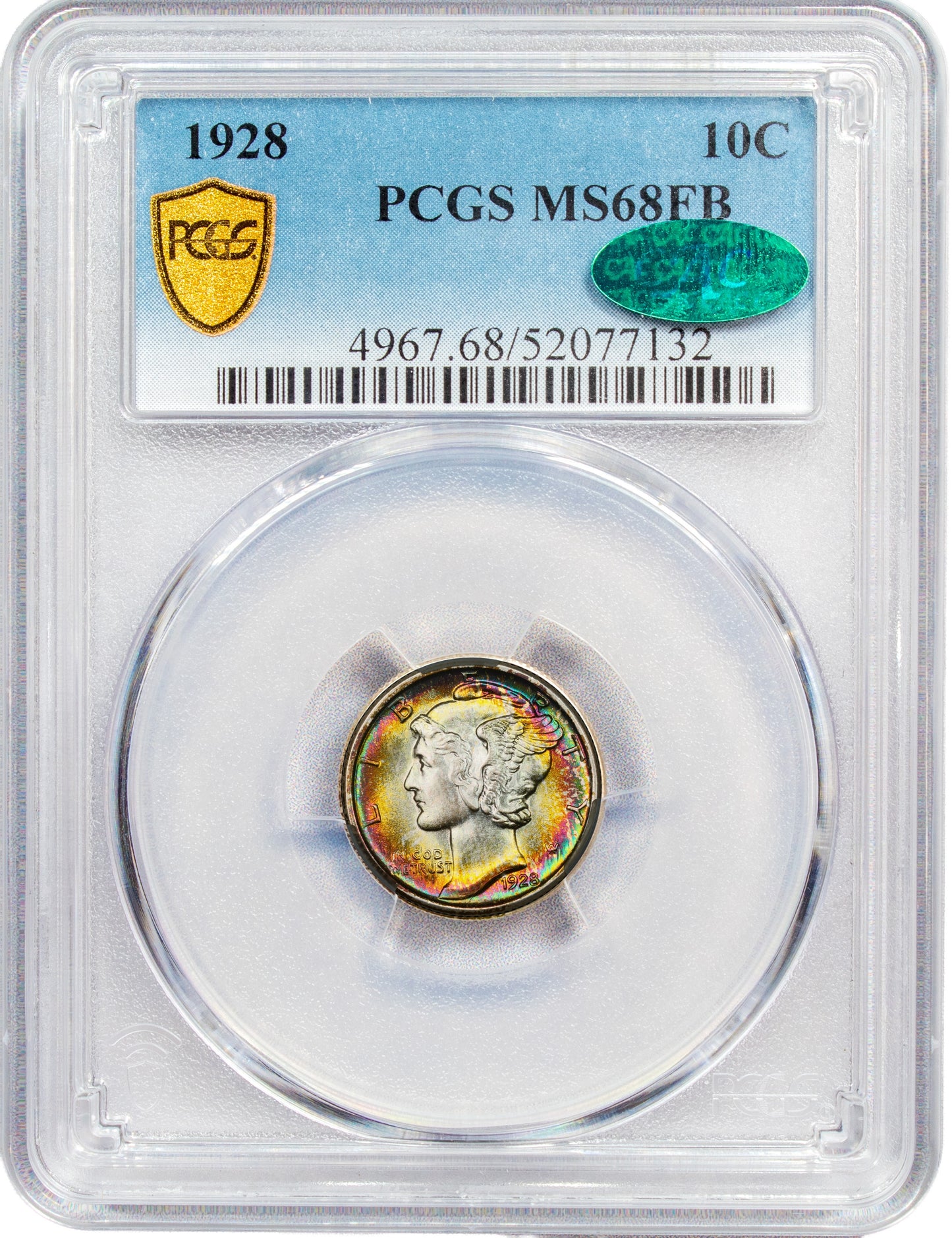 1928 10C MS68 FB PCGS CAC
