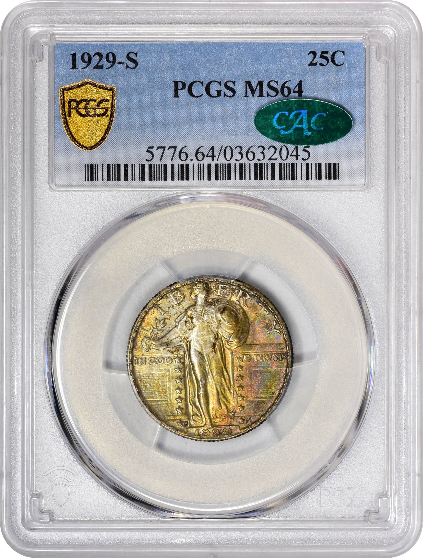 1929-S 25C Ms64 Pcgs Cac