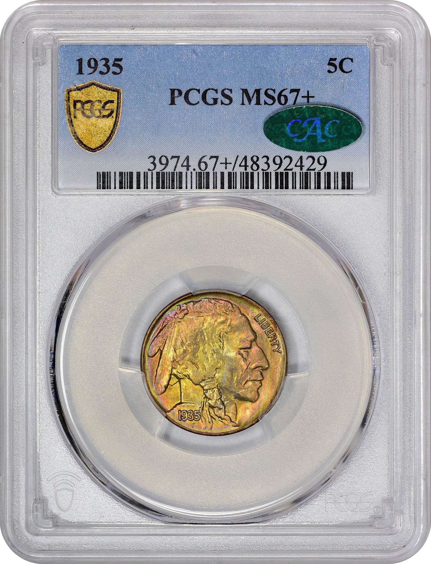 1935 5C Ms67 + Pcgs Cac Holder With Cac Sticker