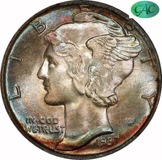 1937 D 10C MS68 + FB PCGS CAC 10C