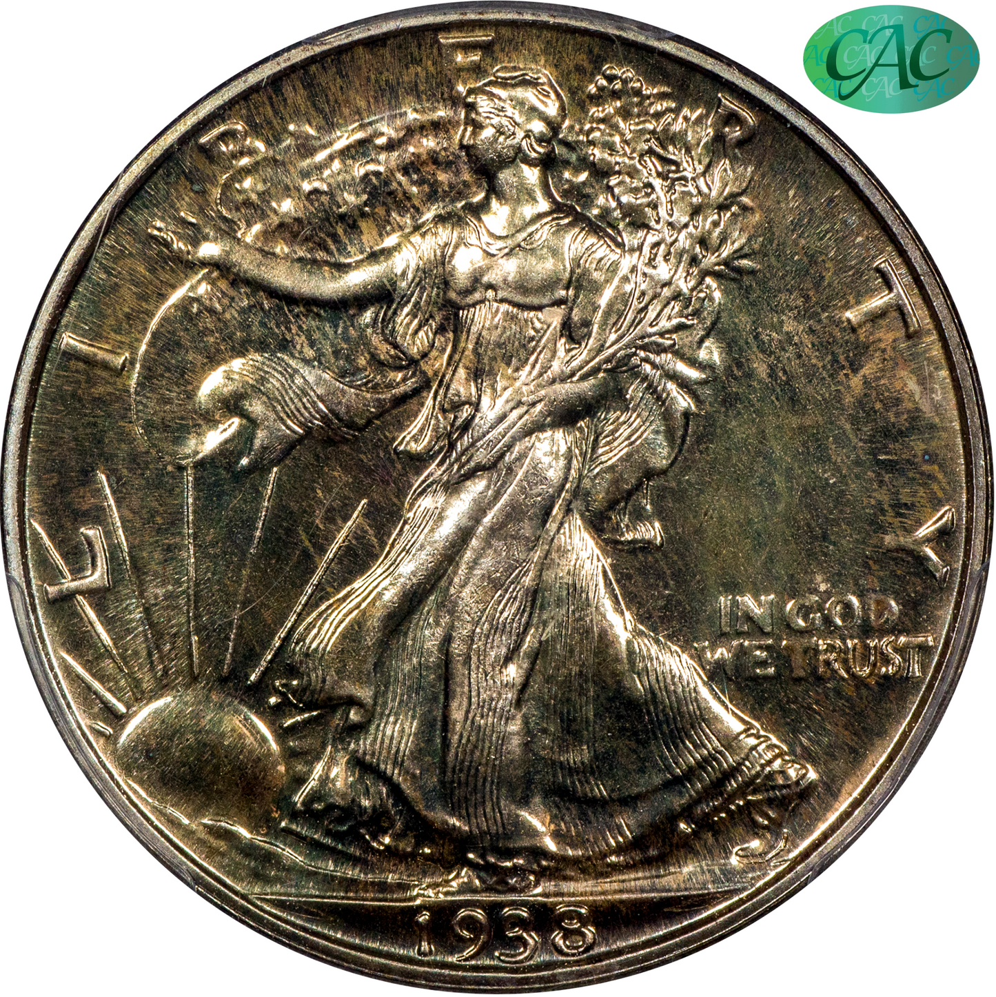 1938 50C WALKING LIBERTY HALF DOLLAR PR66 PCGS CAC