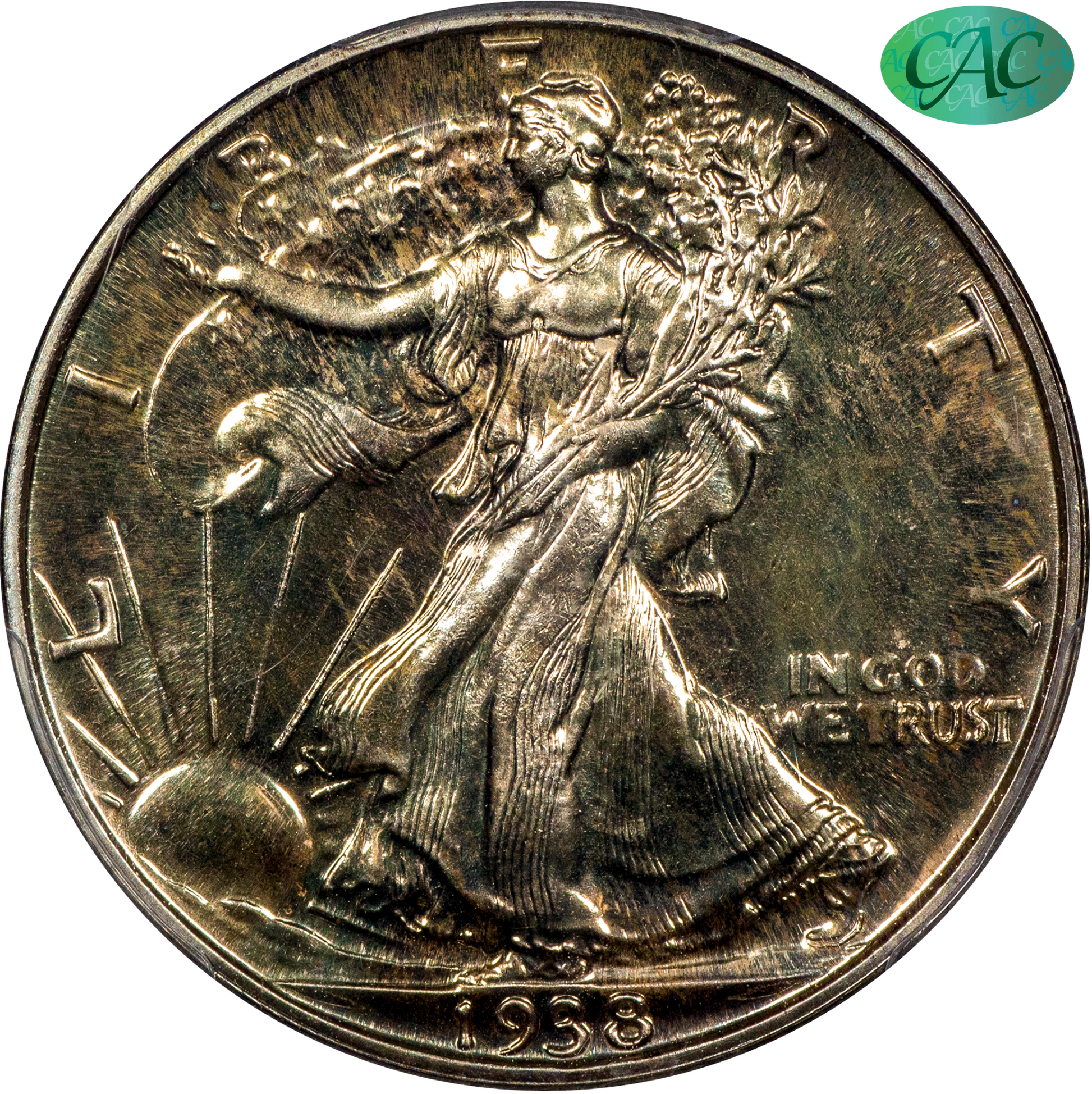 1938 50C WALKING LIBERTY HALF DOLLAR PR66 PCGS CAC