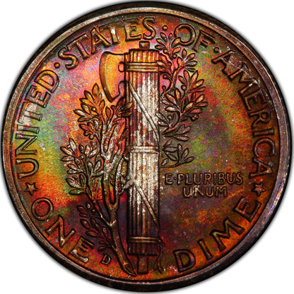 1939-D 10C DENVER MERCURY DIME MS68+ FB PCGS CAC REVERSE