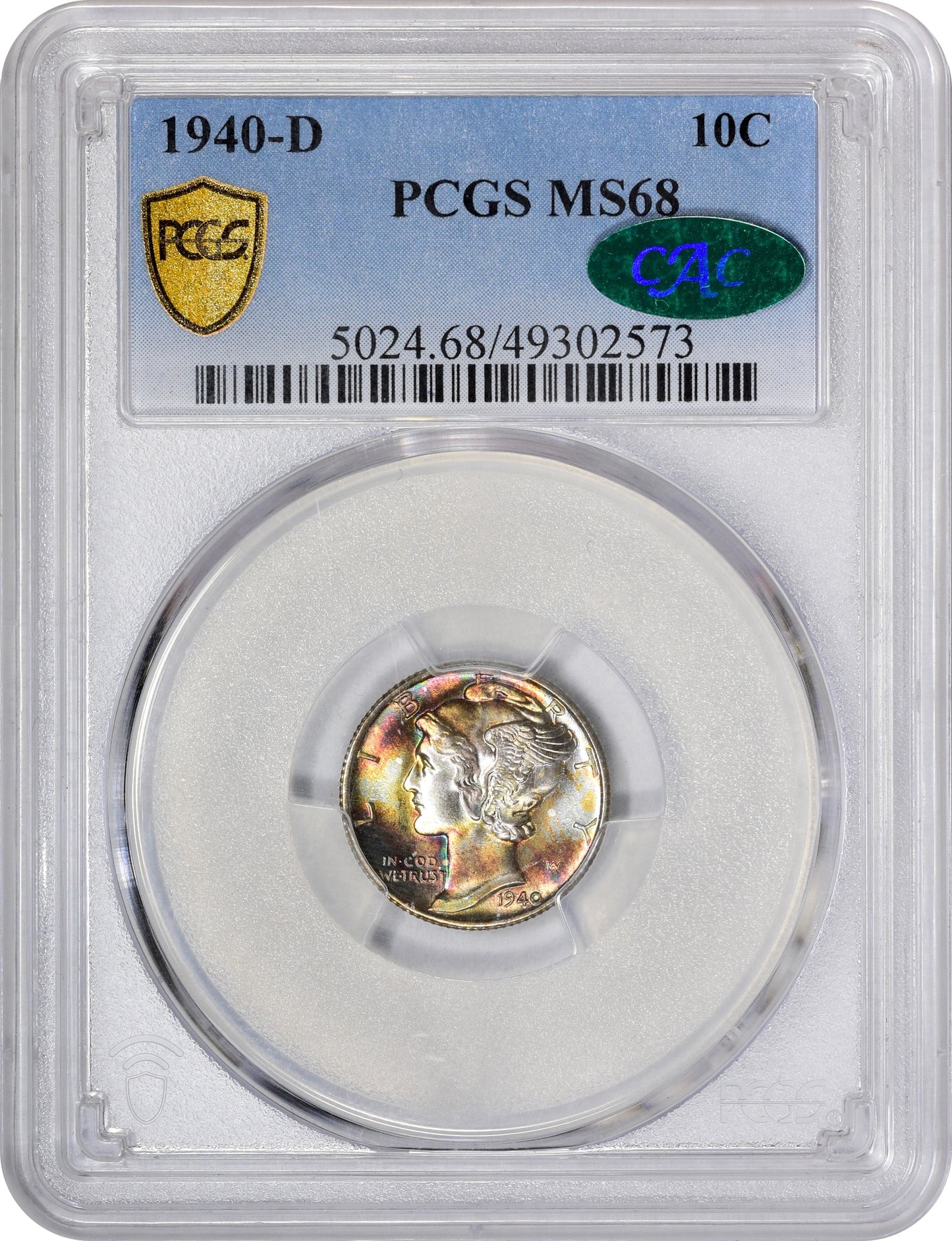 1940-D 10C MS68 PCGS CAC HOLDER WITH CAC STICKER