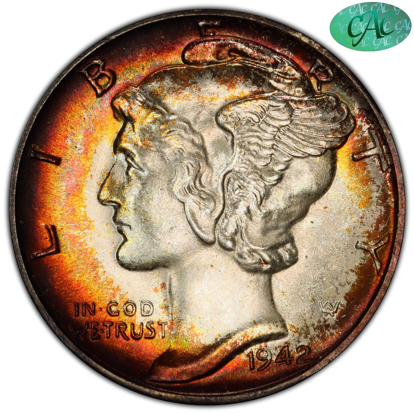 1942-D 10C MS68 FB PCGS CAC