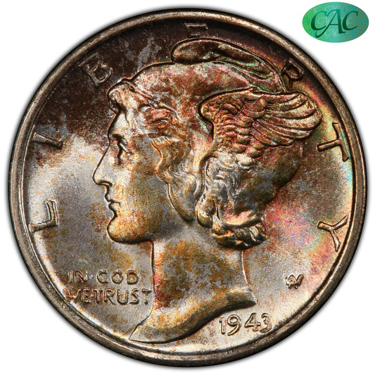 1943-S 10C MS68 FB PCGS CAC 10C