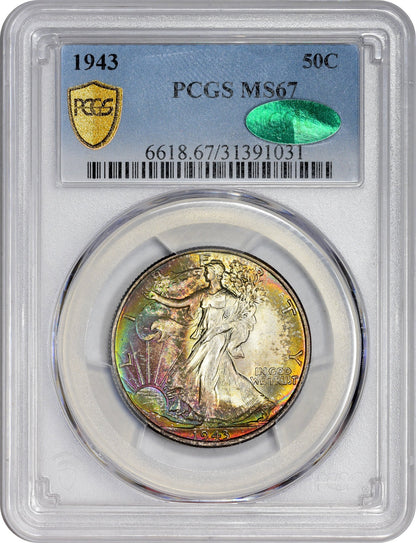 1943 50C Ms67 Pcgs Cac