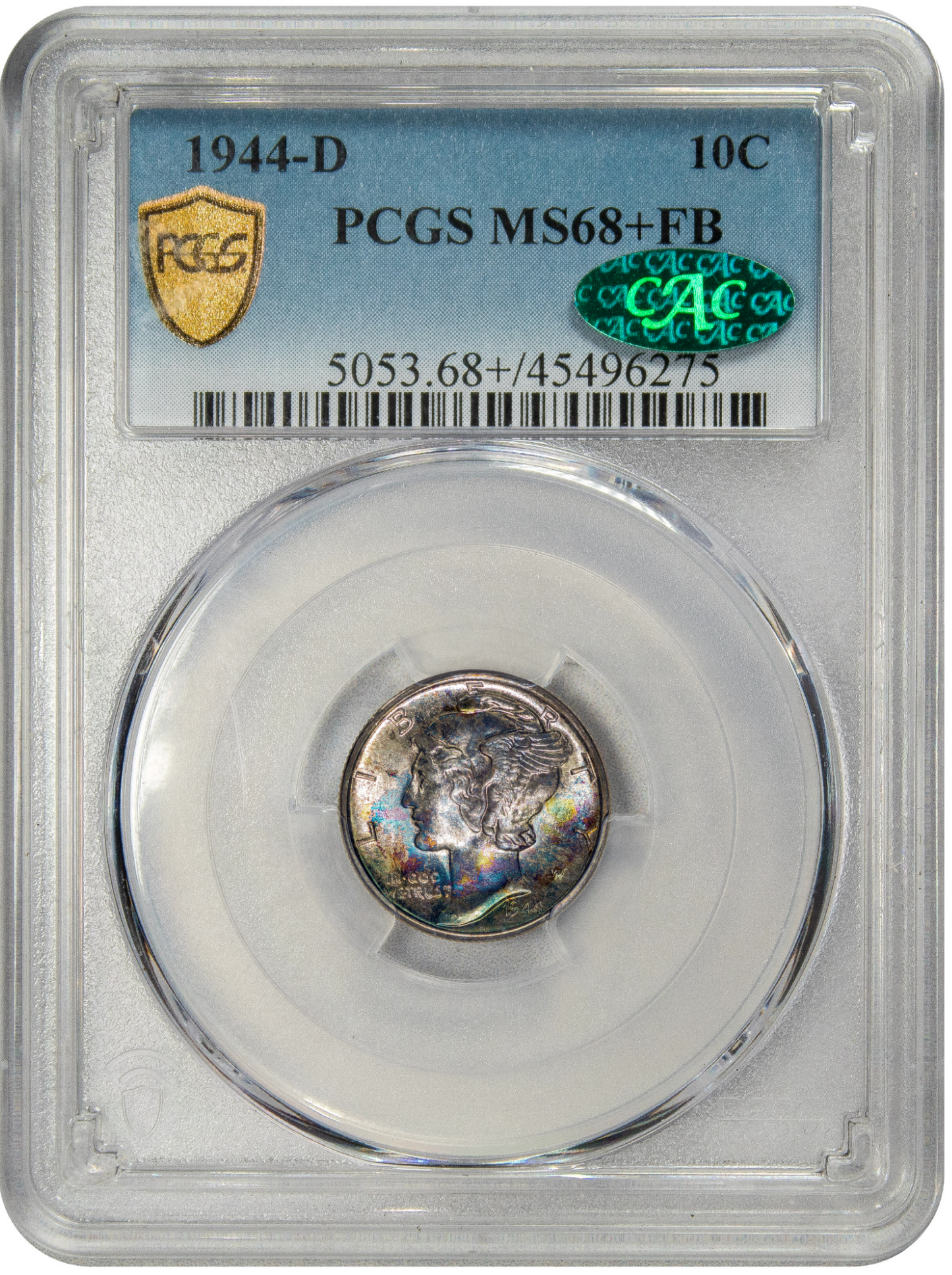 1944-D 10C MS68+FB PCGS CAC HOLDER WITH CAC GREEN STICKER