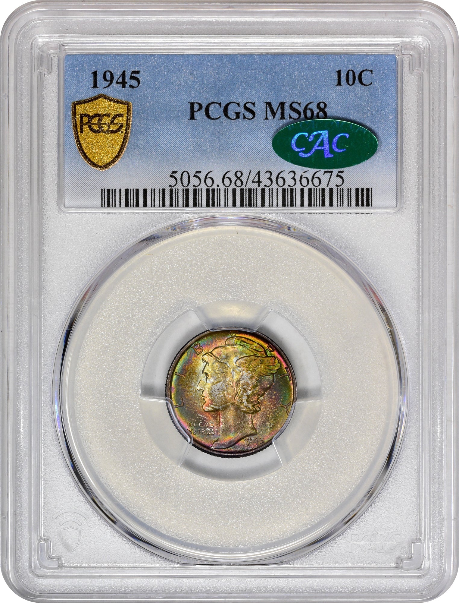 1945 10C Ms68 Pcgs Cac