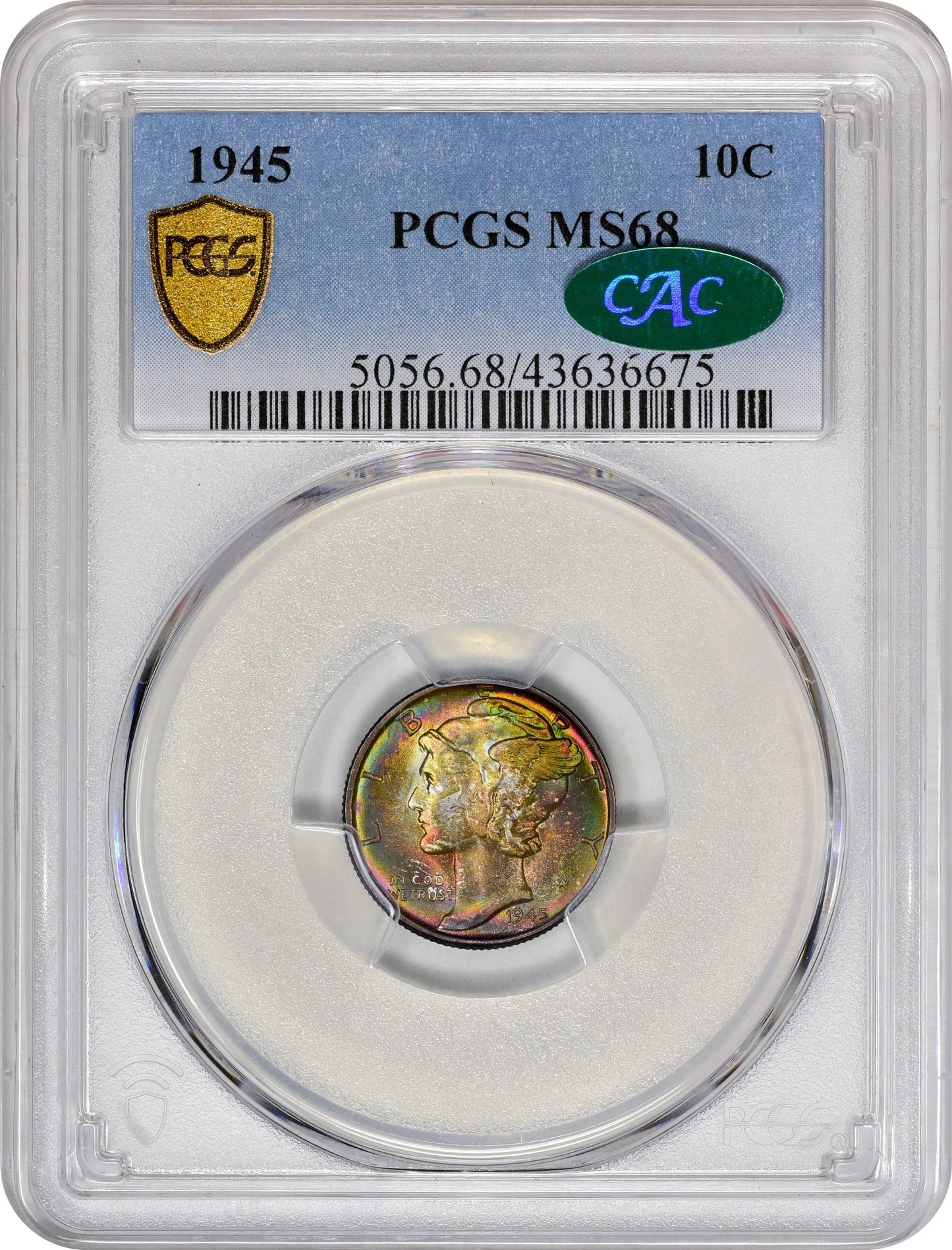 1945 10C Ms68 Pcgs Cac