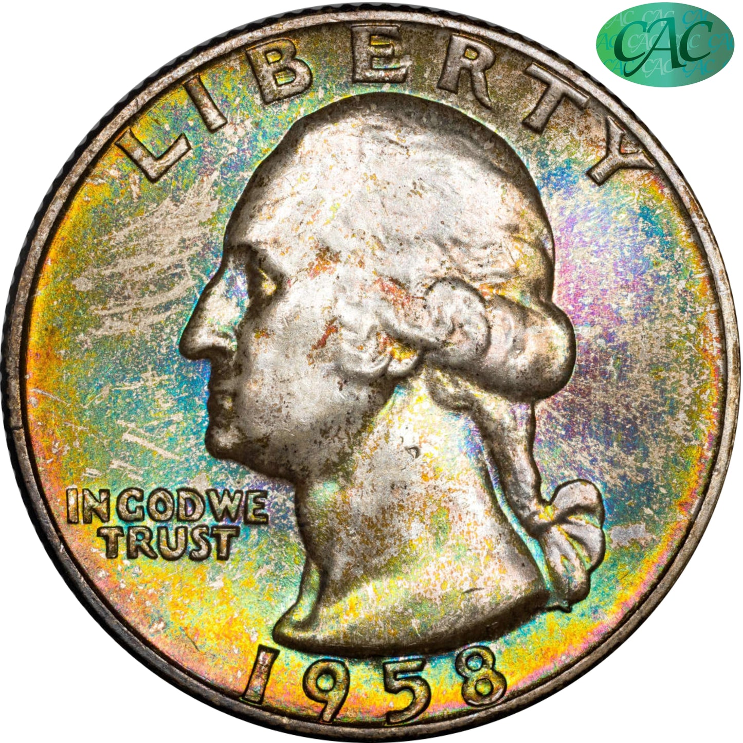 1958-D Washington Quarter 25C MS67 CACG