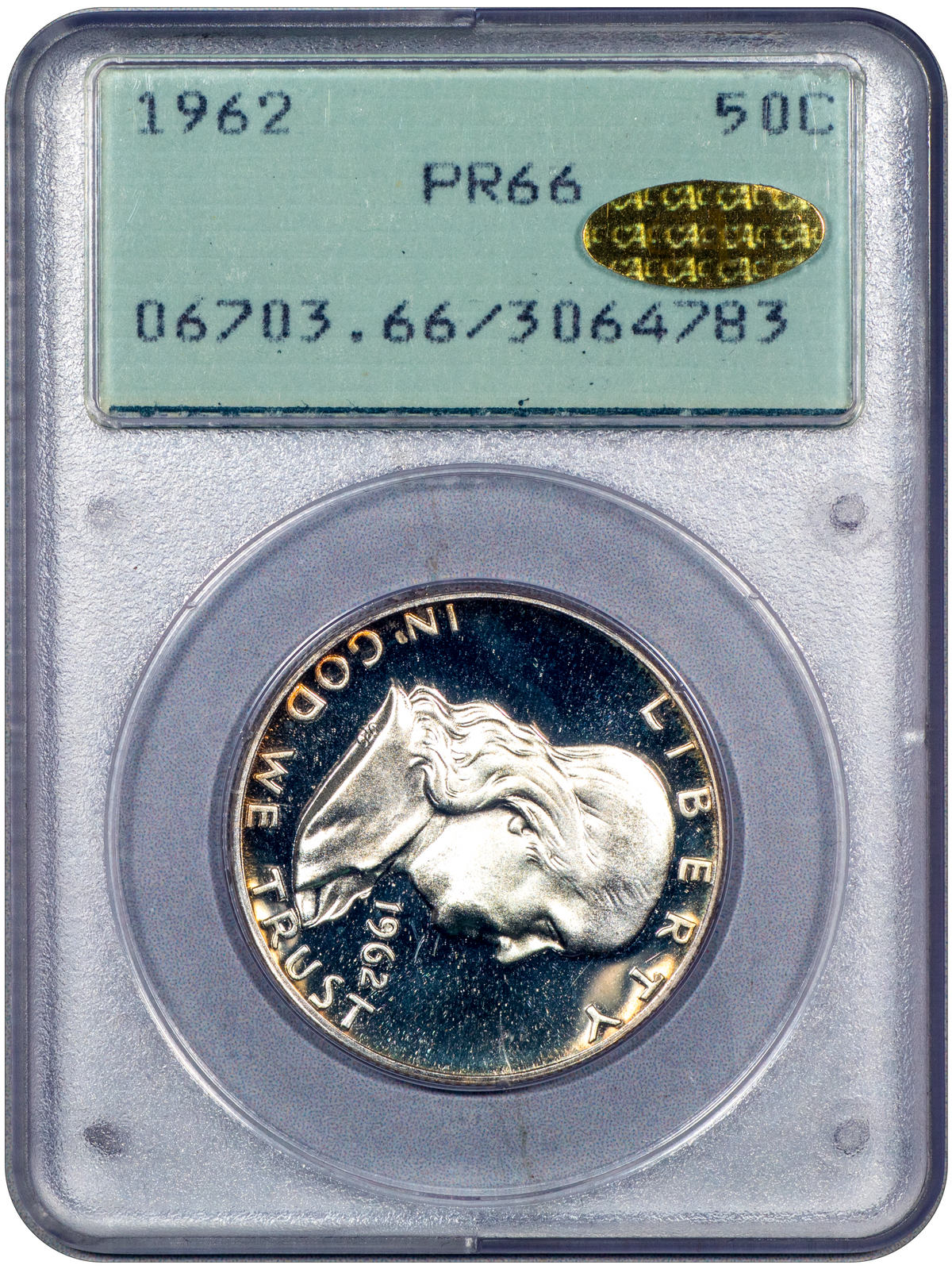 1962 Franklin Half Dollar Proof 50C PR66 OGH RATTLER PCGS GOLD CAC HOLDER WITH GOLD CAC STICKER