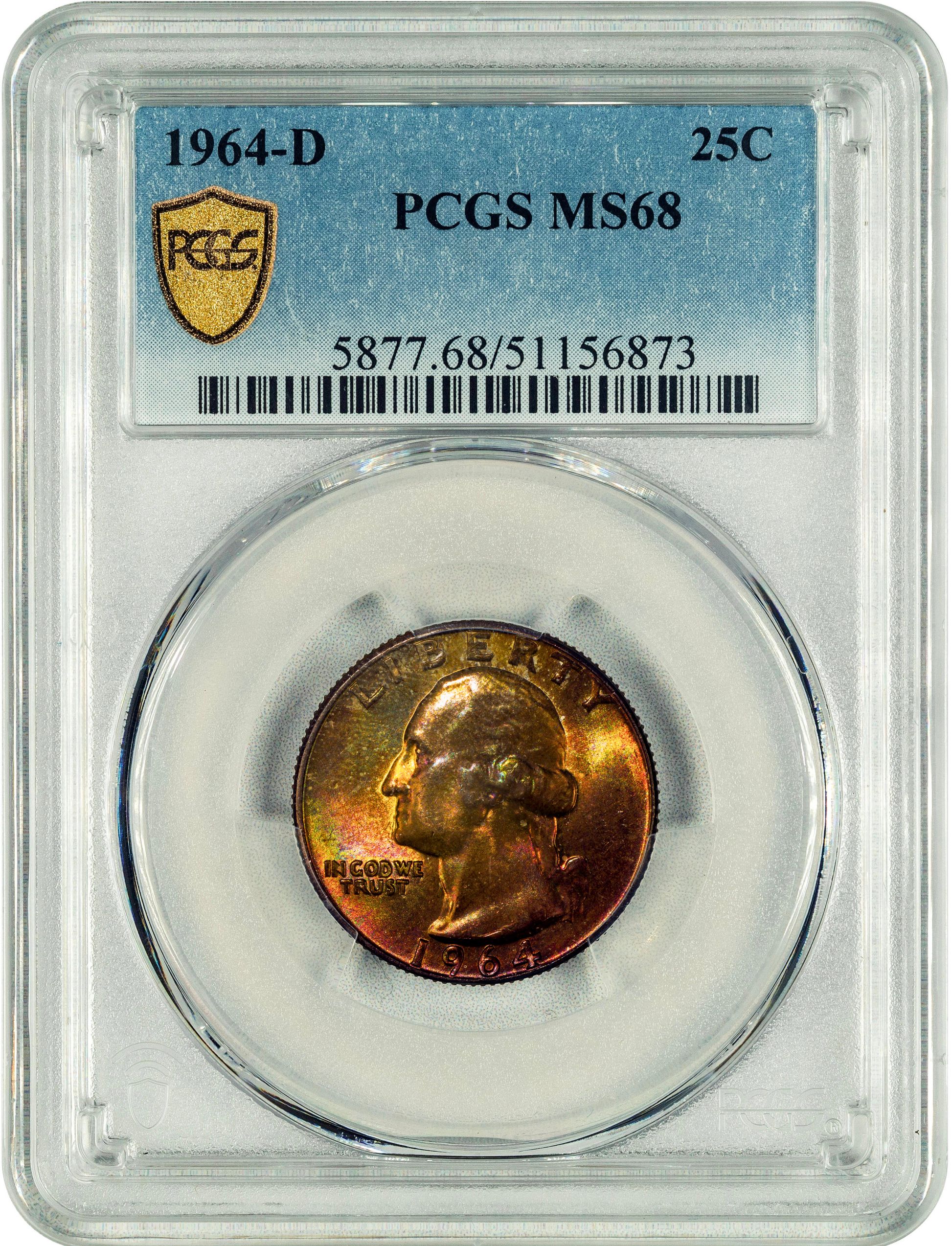 1964-D 25C Washington Quarter MS68 PCGS HOLDER

