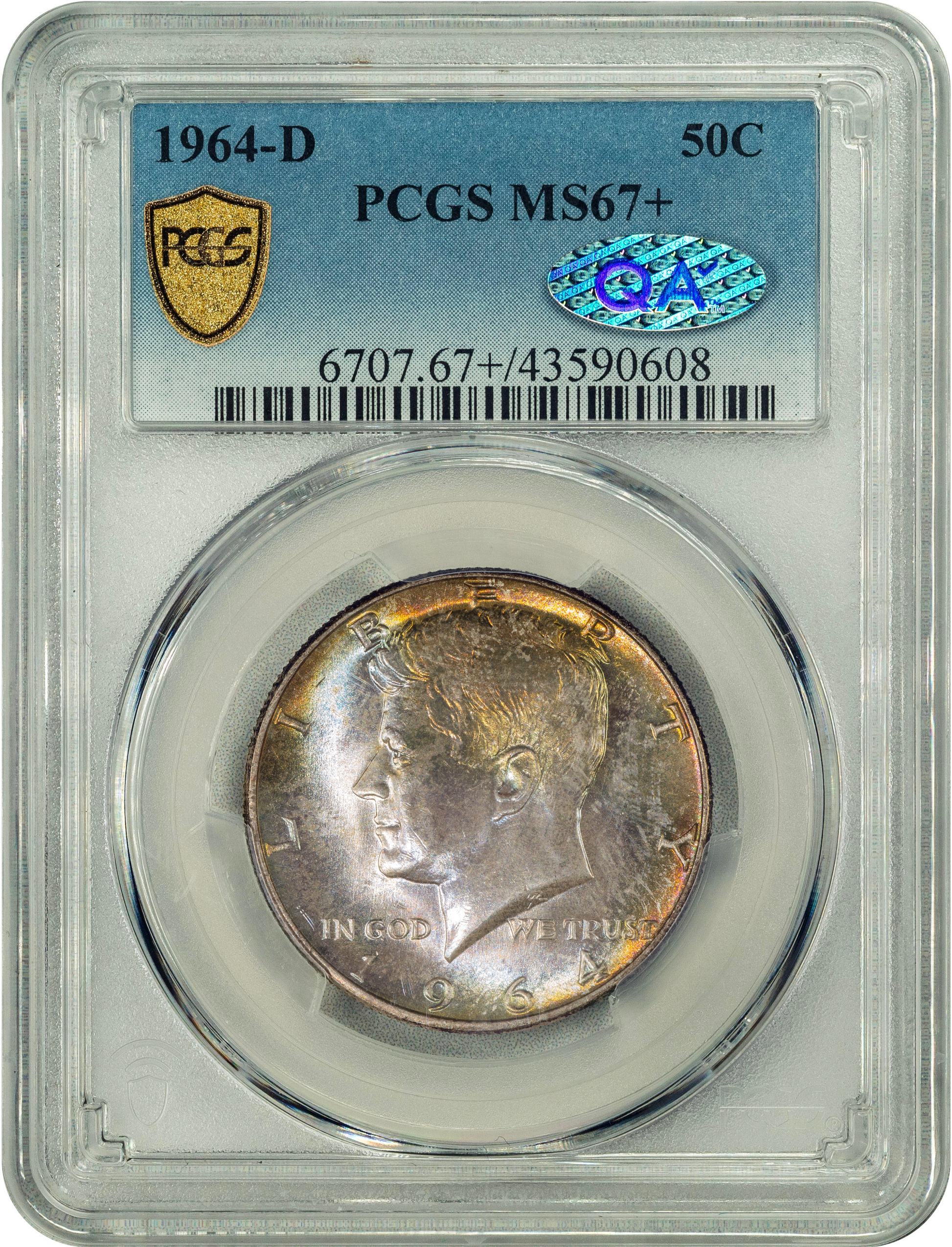 1964-D 50C MS67+ PCGS QA WITH QA HOLOGRAPHIC STICKER