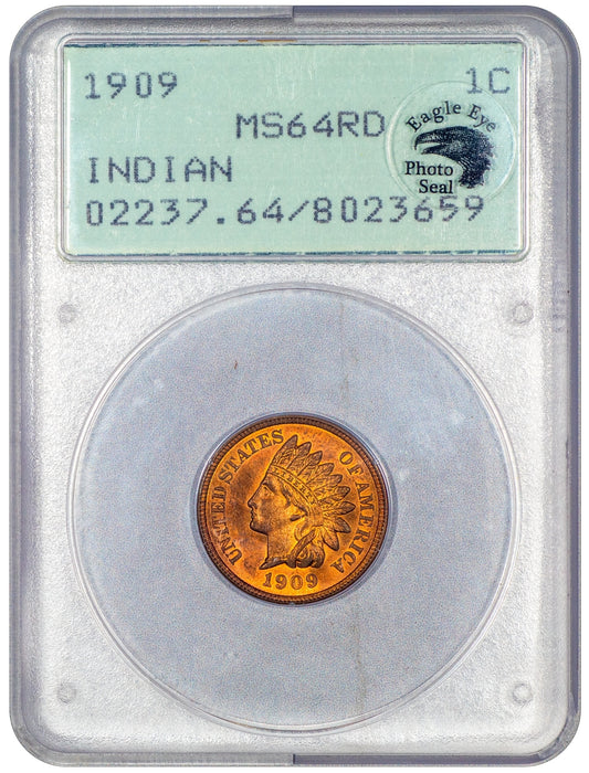 1909 1C INDIAN MS64 RD OGH RATTLER PCGS EEPS