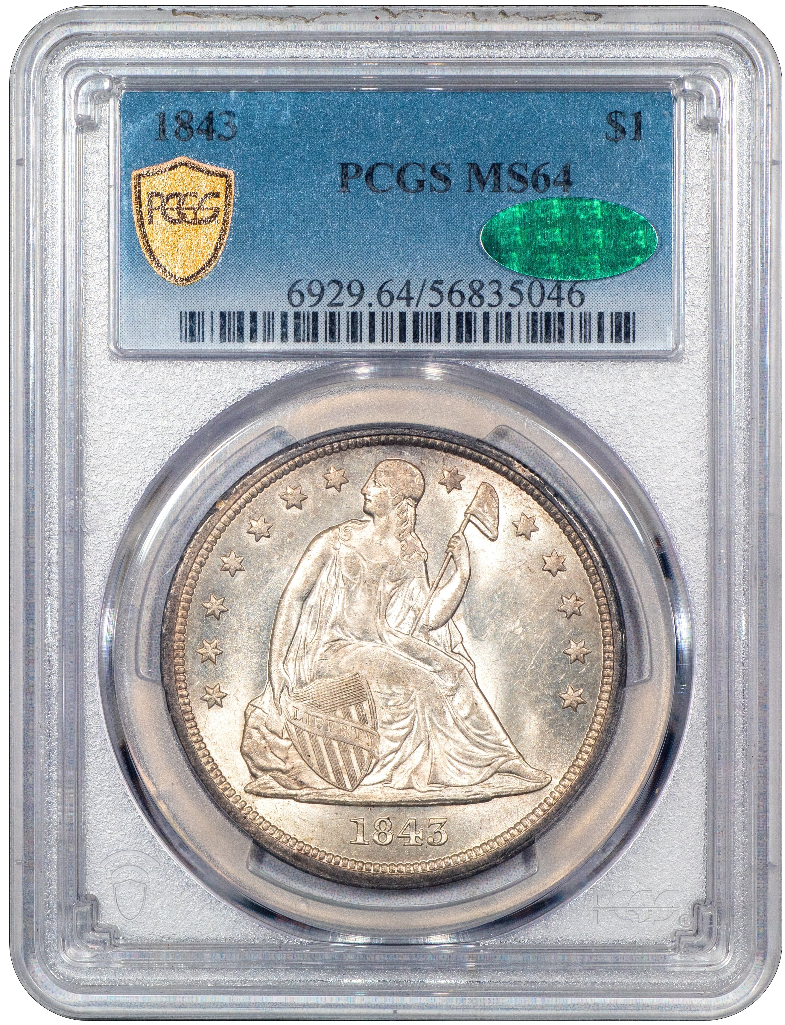 Buy 1843 $1 MS64 PCGS CAC | Paradime Coins
