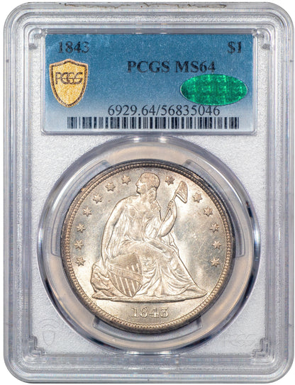 1843 $1 MS64 PCGS CAC
