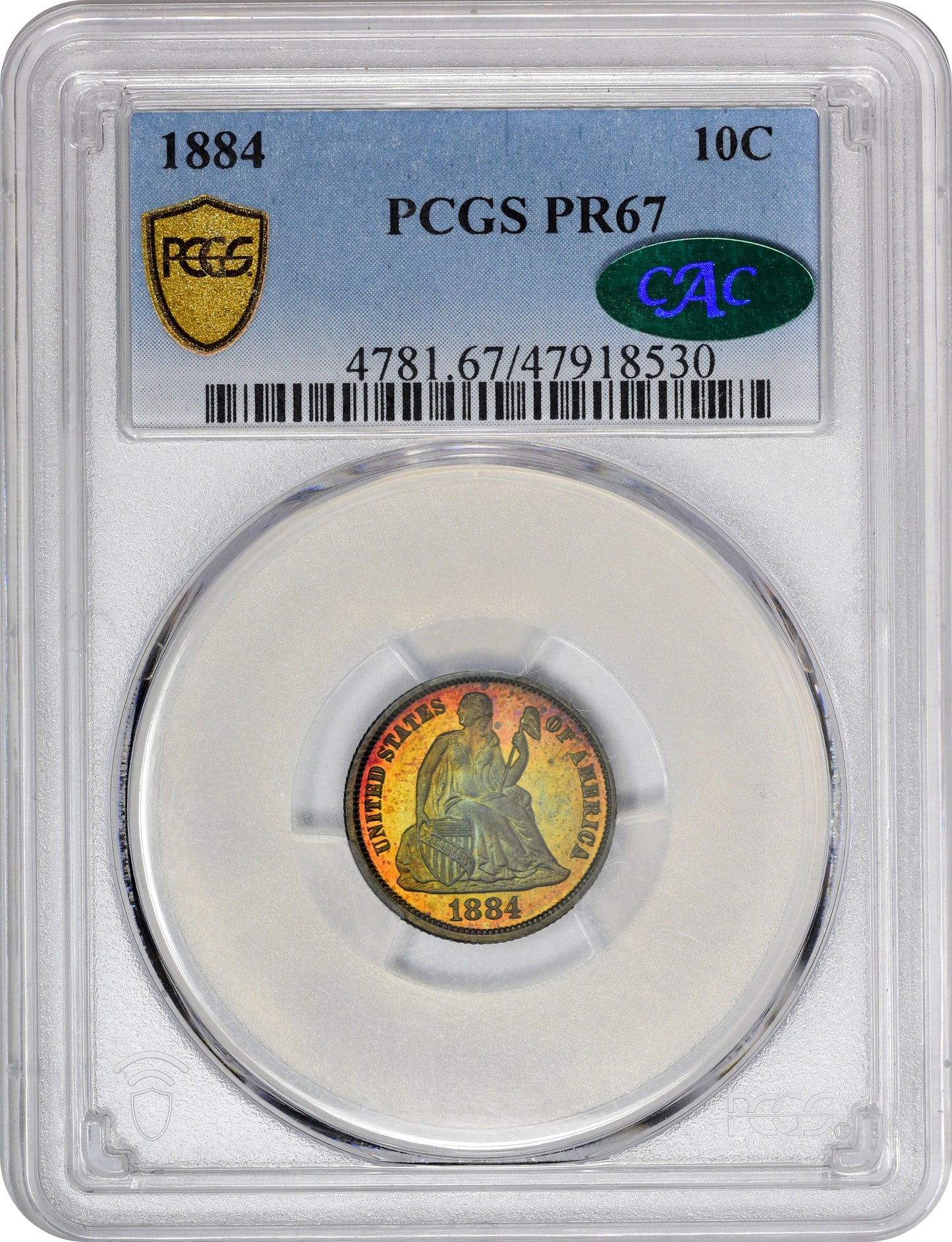 1884 10C PR67 PCGS CAC