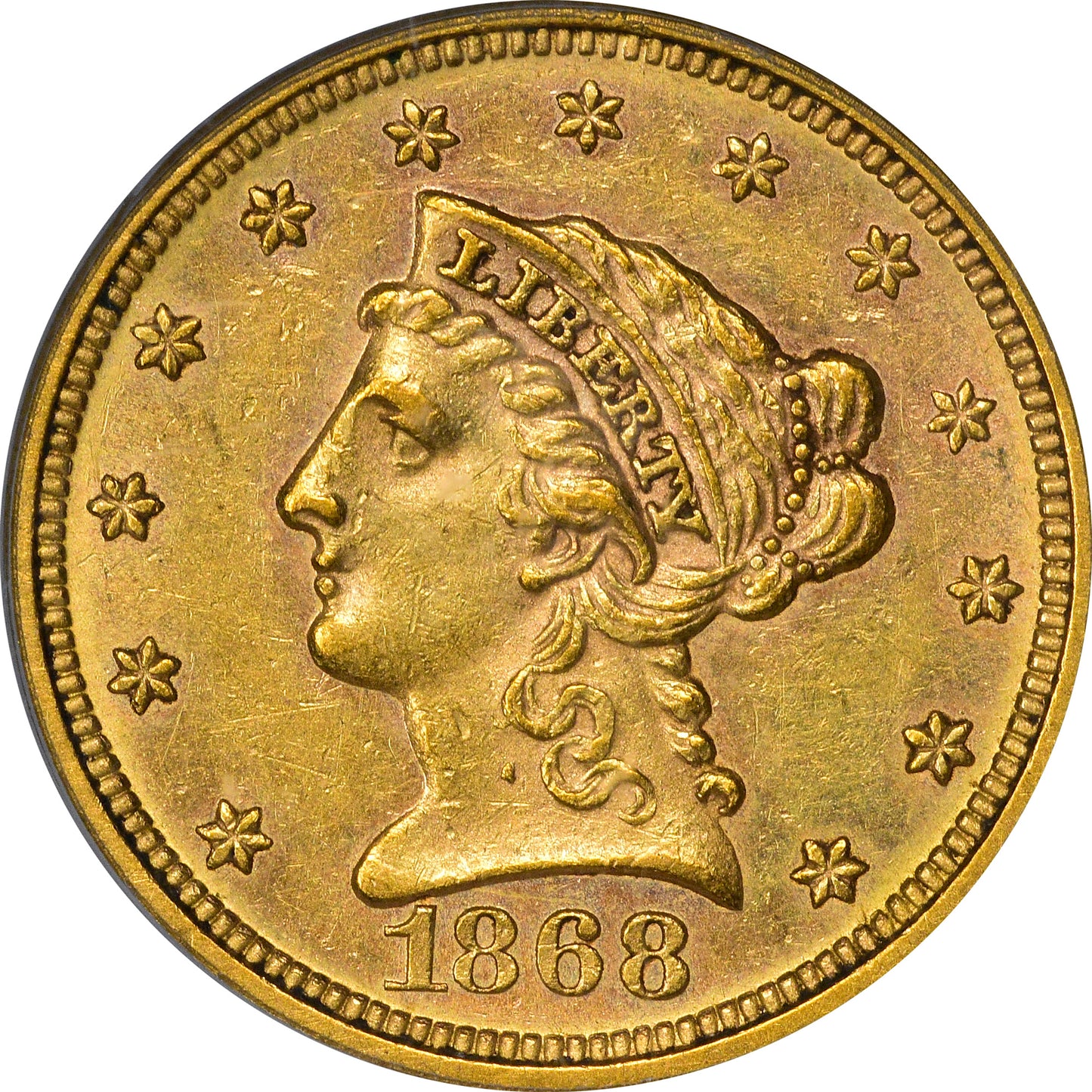 1868 $2.5 AU58 PCGS CAC