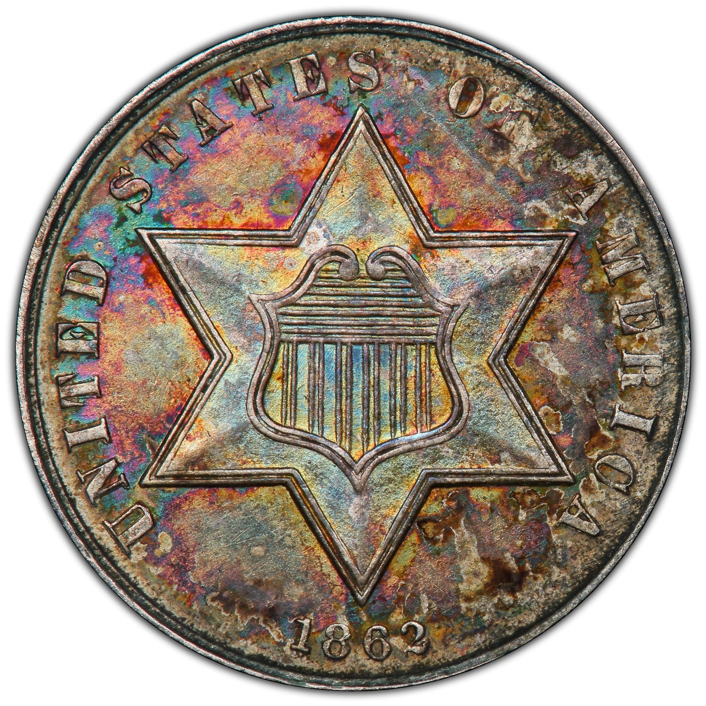 1862 3Cs Ms62 Pcgs Cac