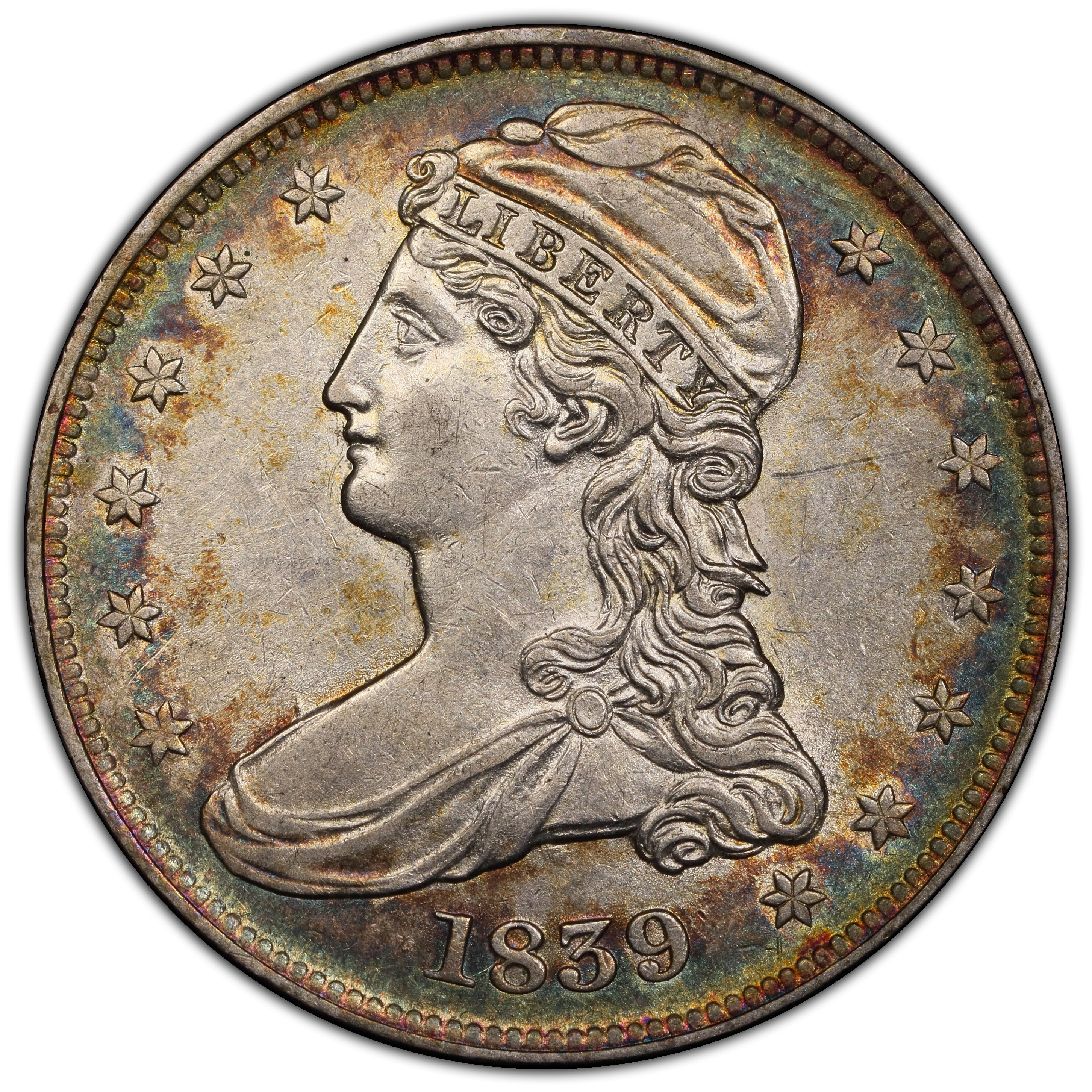 1839 50C CAPPED BUST AU55 PCGS