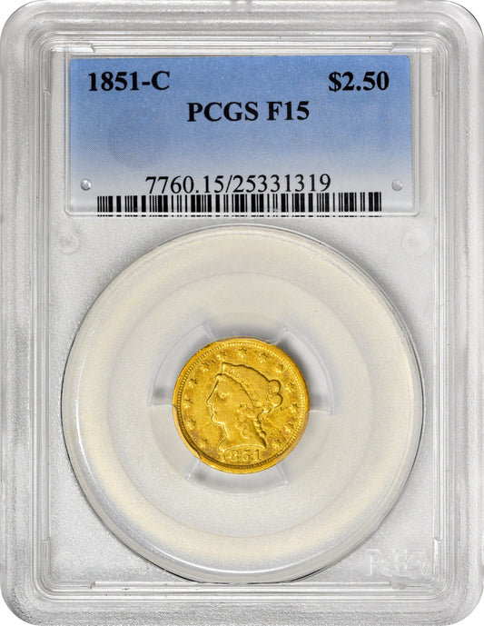 1851-C $2.5 F15 PCGS