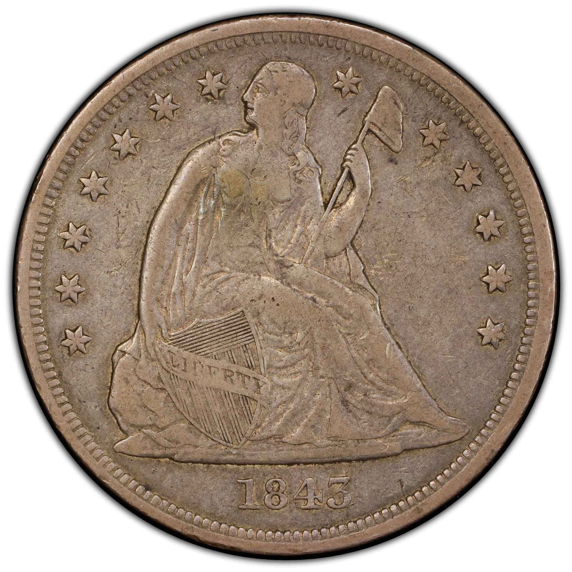 1843 $1 Vf25 Pcgs Cac