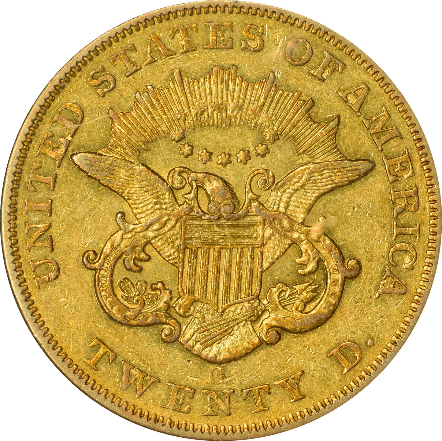 1857-O $20 AU50 PCGS